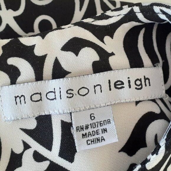 MADISON LEIGH Black/White Sleeveless Pencil Dress; Knee Length: Size 6 - Picture 3 of 5
